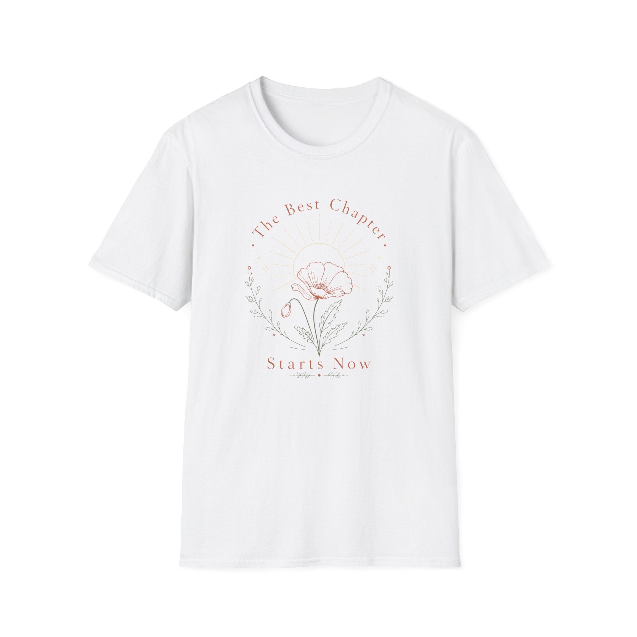 The Best Chapter Starts Now Floral Line Art - T-Shirt