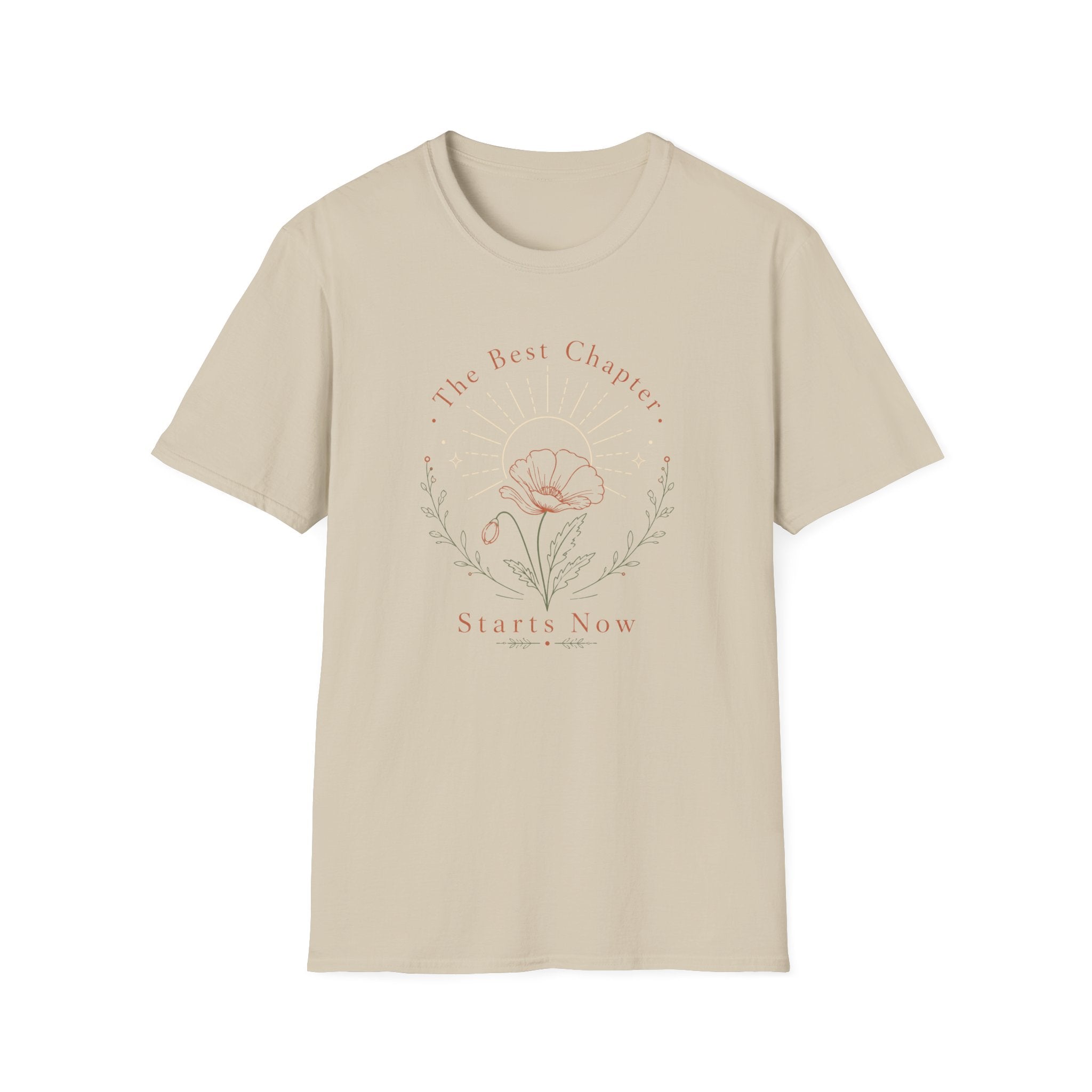 The Best Chapter Starts Now Floral Line Art - T-Shirt