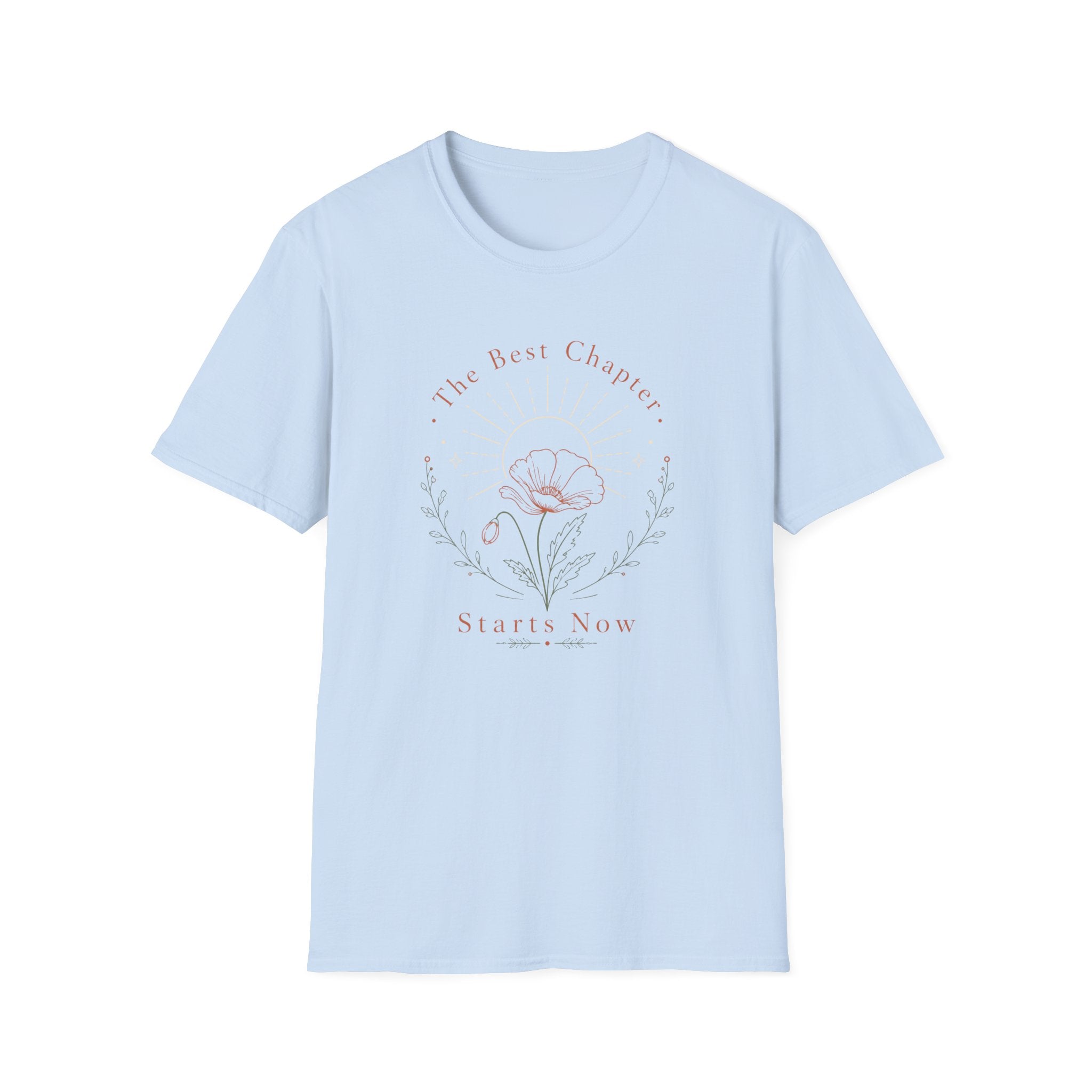 The Best Chapter Starts Now Floral Line Art - T-Shirt