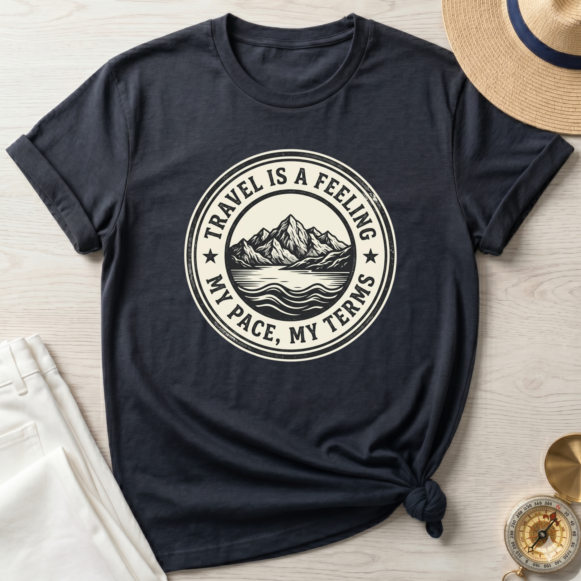 Travel is a Feeling Badge Design T-Shirt