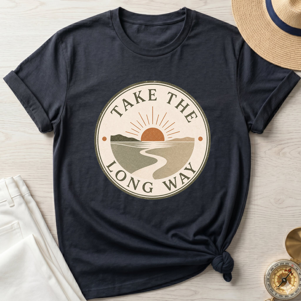 Take The Long Way Badge- T-Shirt