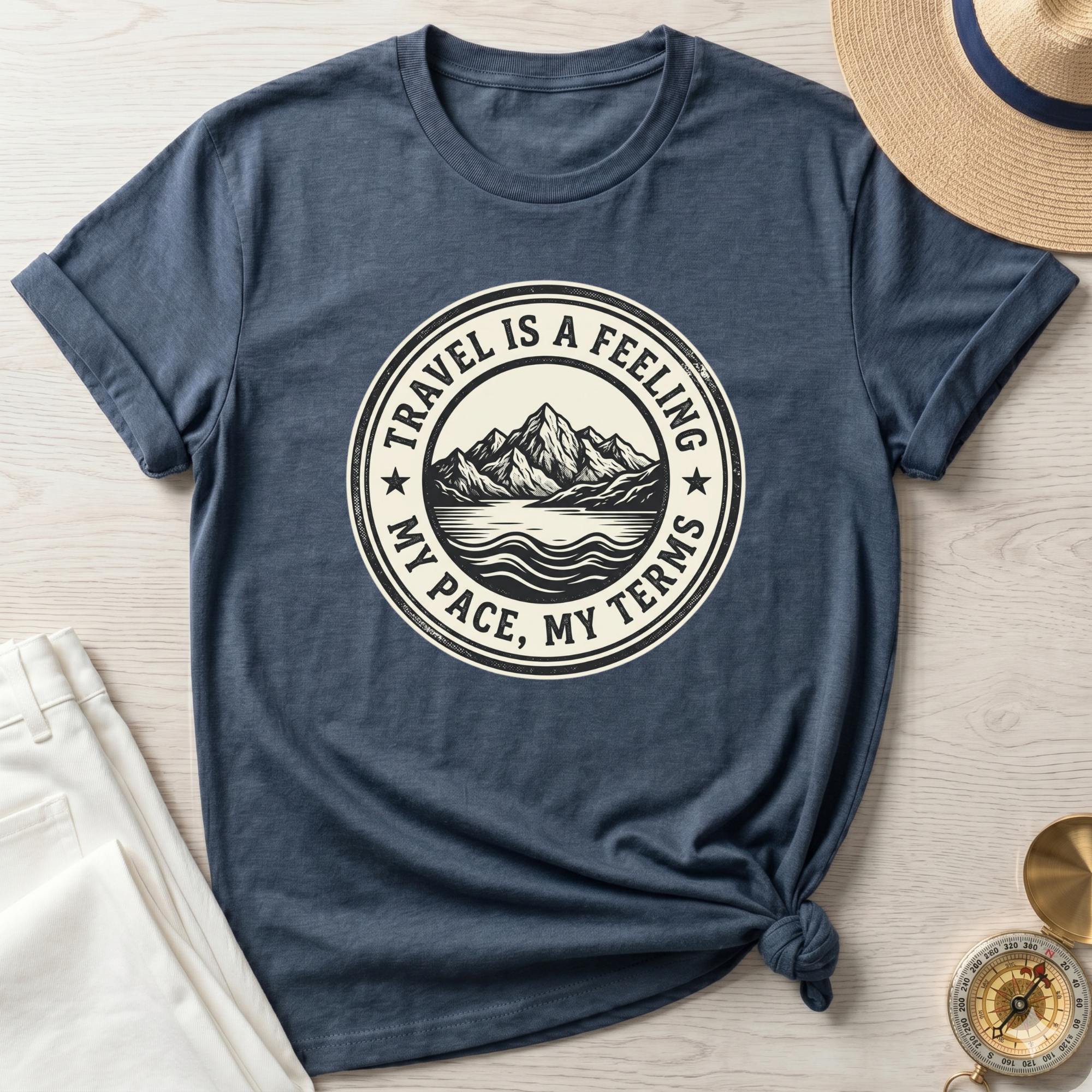 Travel is a Feeling Badge Design T-Shirt