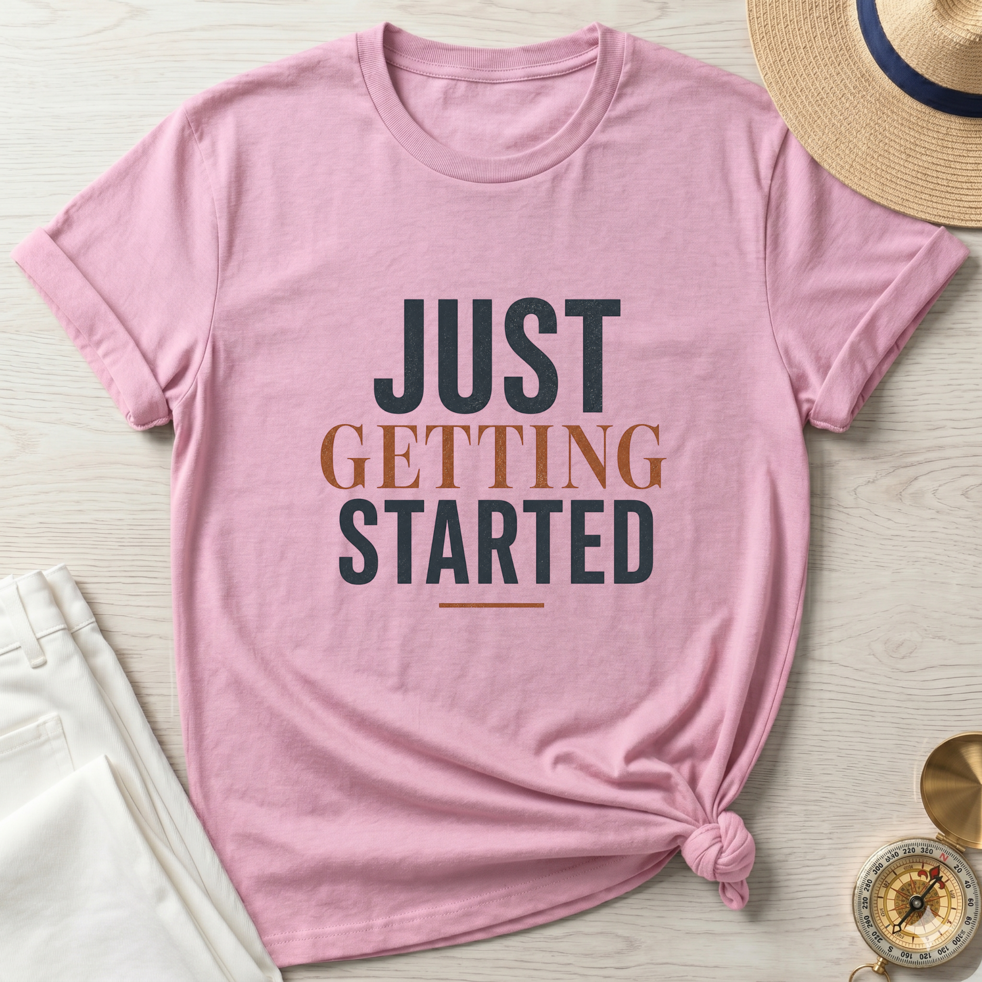 Just Getting Started Bold Print T-Shirt
