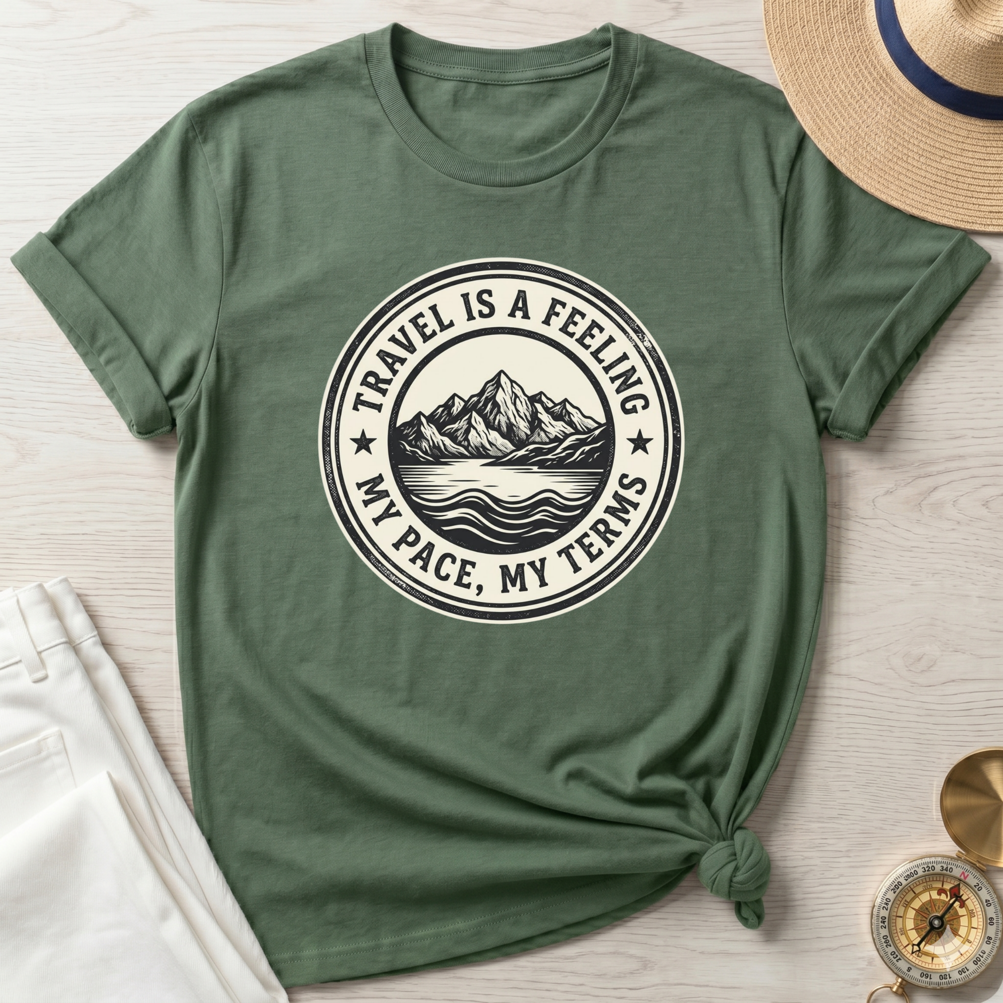Travel is a Feeling Badge Design T-Shirt
