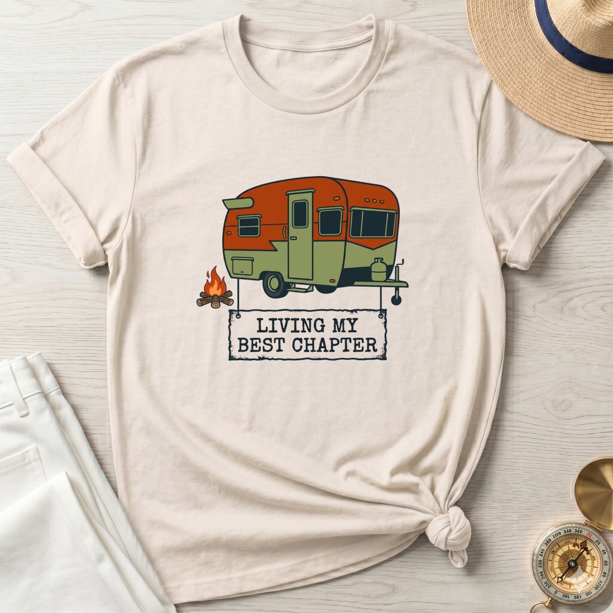 Retro Living My Best Chapter Camper T-Shirt