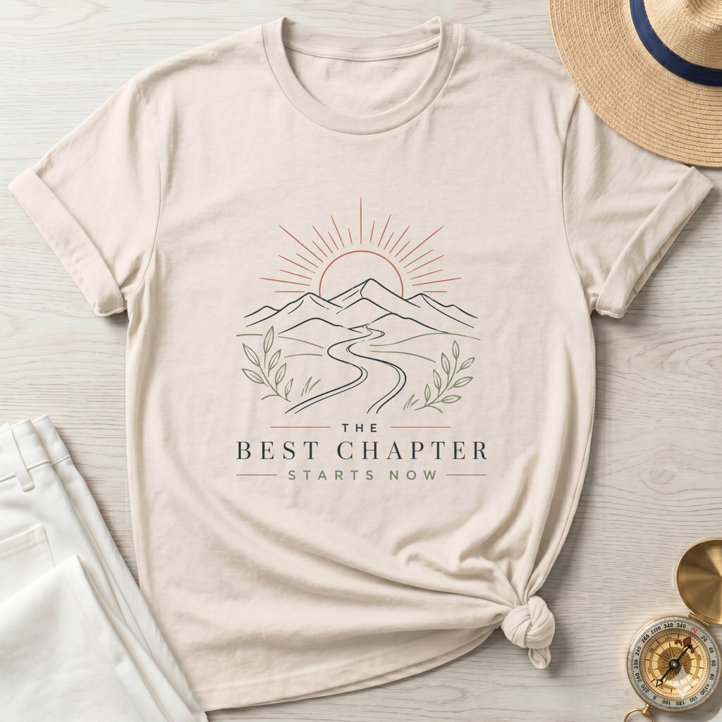 The Best Chapter Starts Now Line Art Design T-Shirt