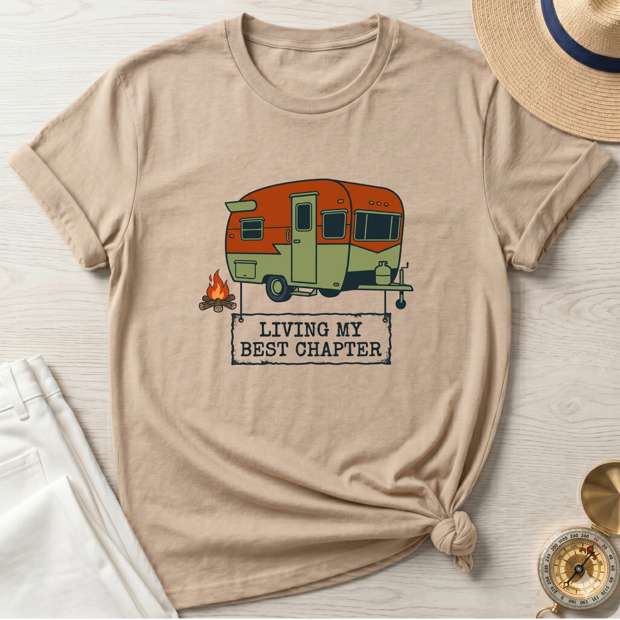 Retro Living My Best Chapter Camper T-Shirt