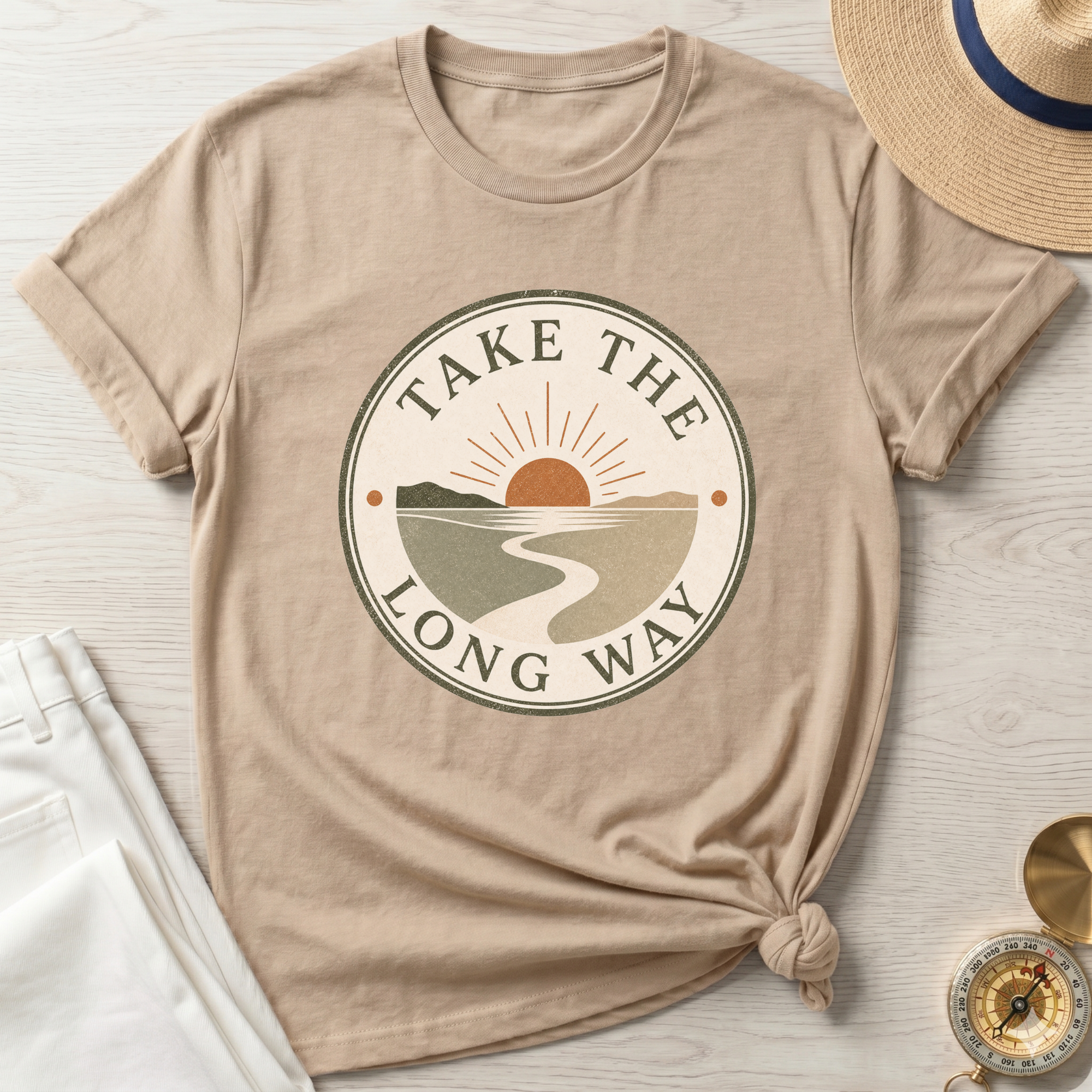 Take The Long Way Badge- T-Shirt