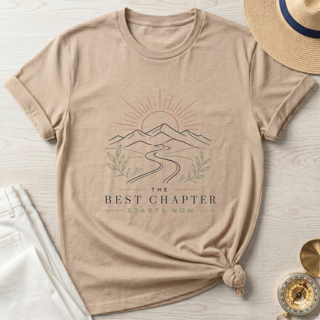 The Best Chapter Starts Now Line Art Design T-Shirt
