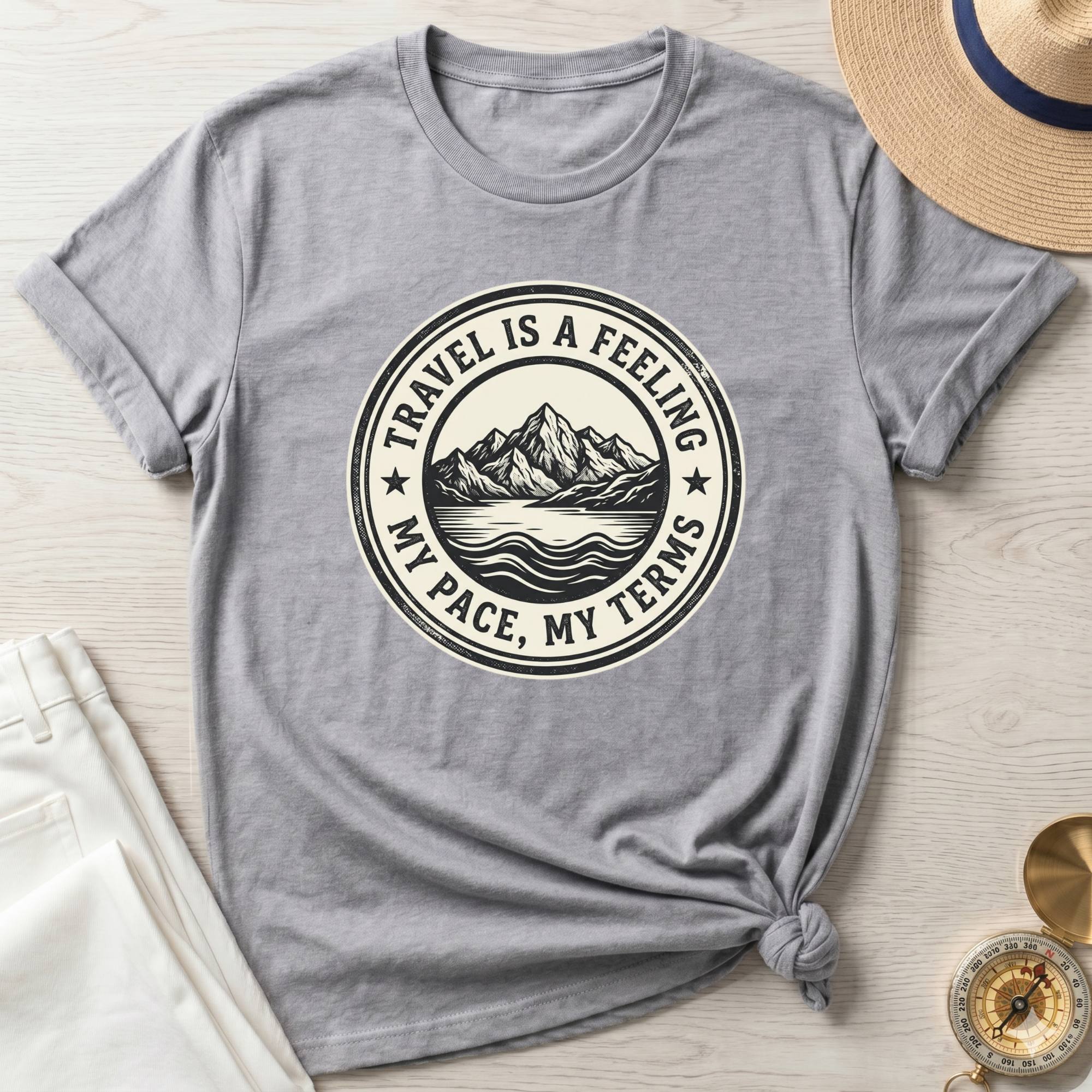 Travel is a Feeling Badge Design T-Shirt