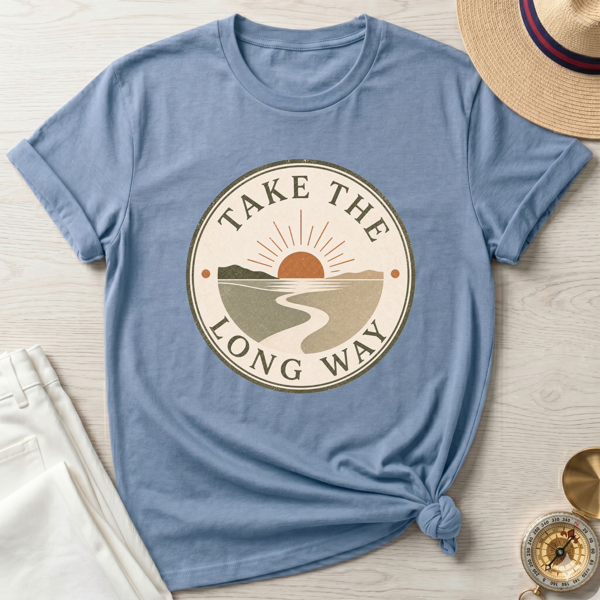 Take The Long Way Badge- T-Shirt