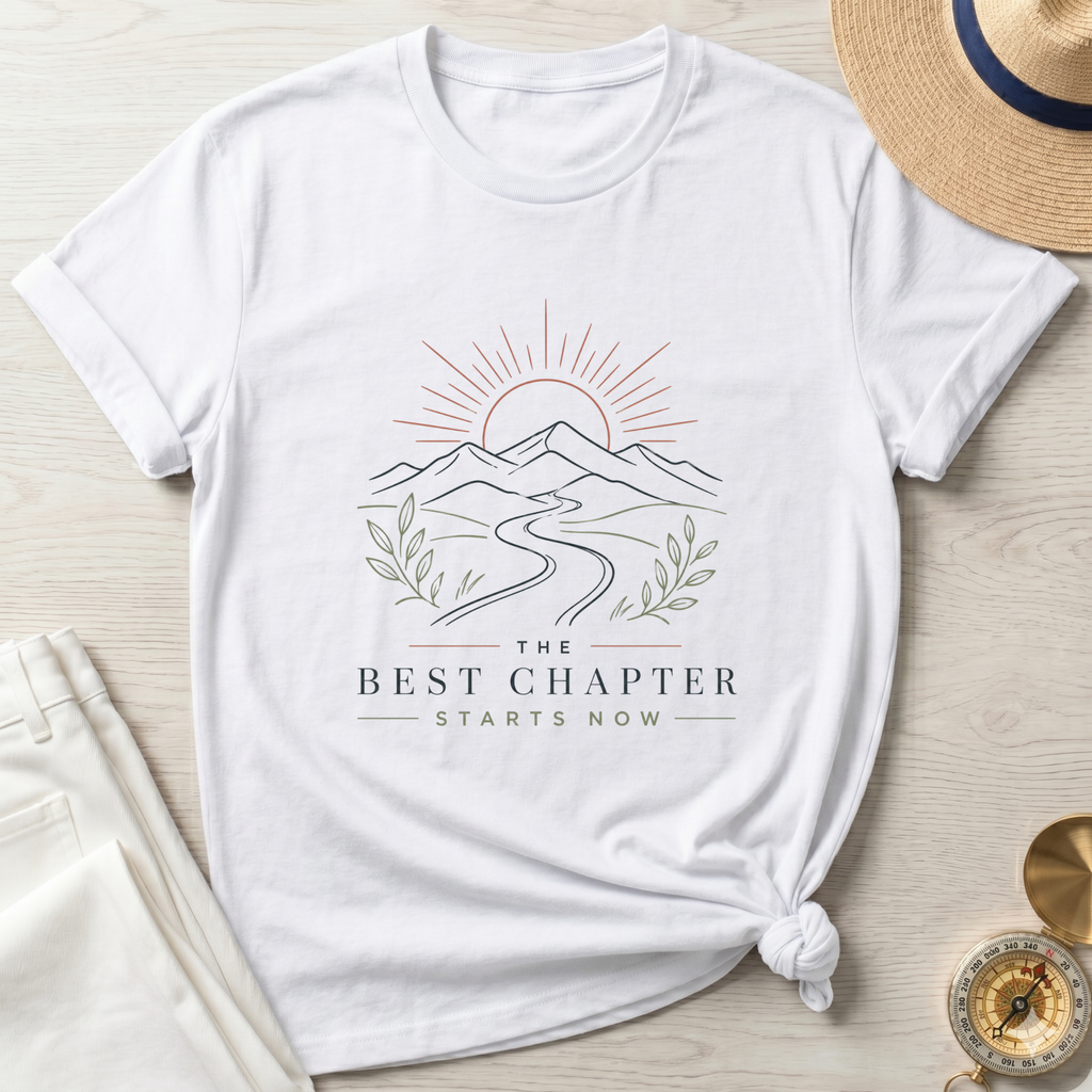 The Best Chapter Starts Now Line Art Design T-Shirt