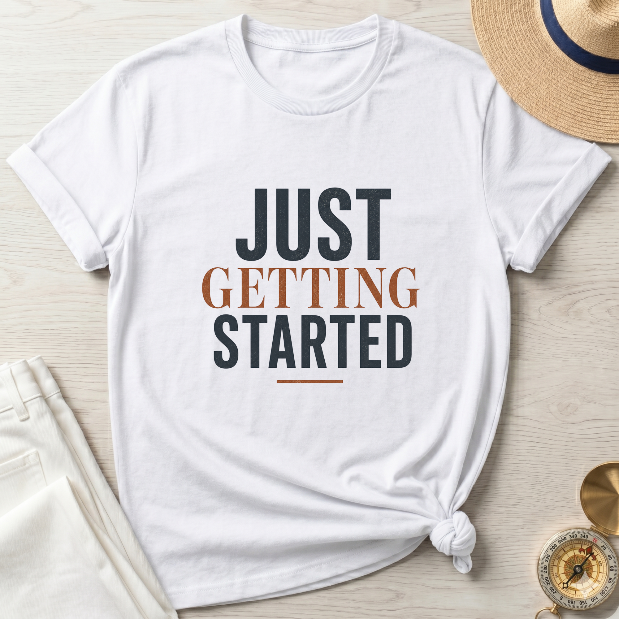 Just Getting Started Bold Print T-Shirt