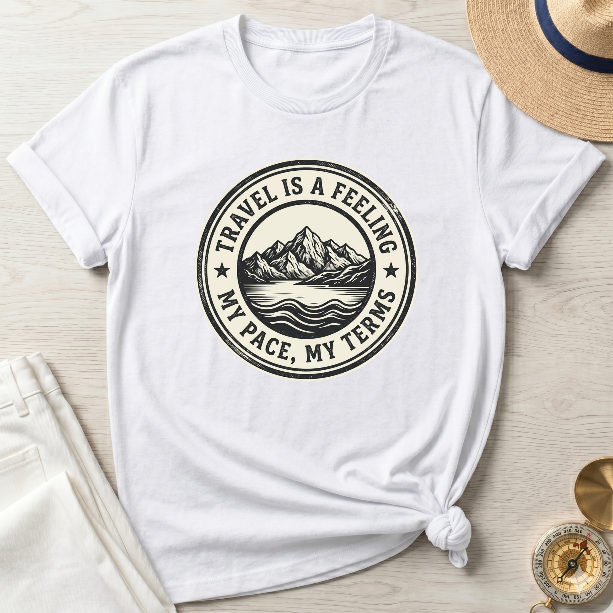 Travel is a Feeling Badge Design T-Shirt