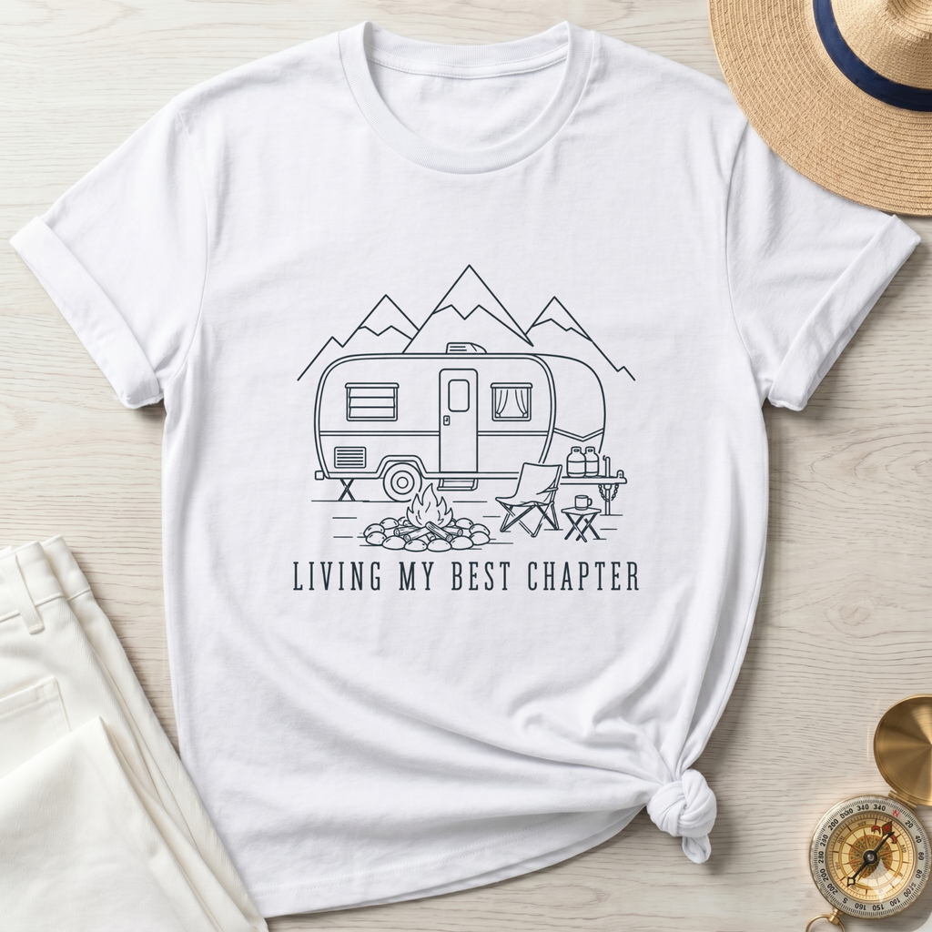 Living My Best Chapter Line Art Design T-Shirt